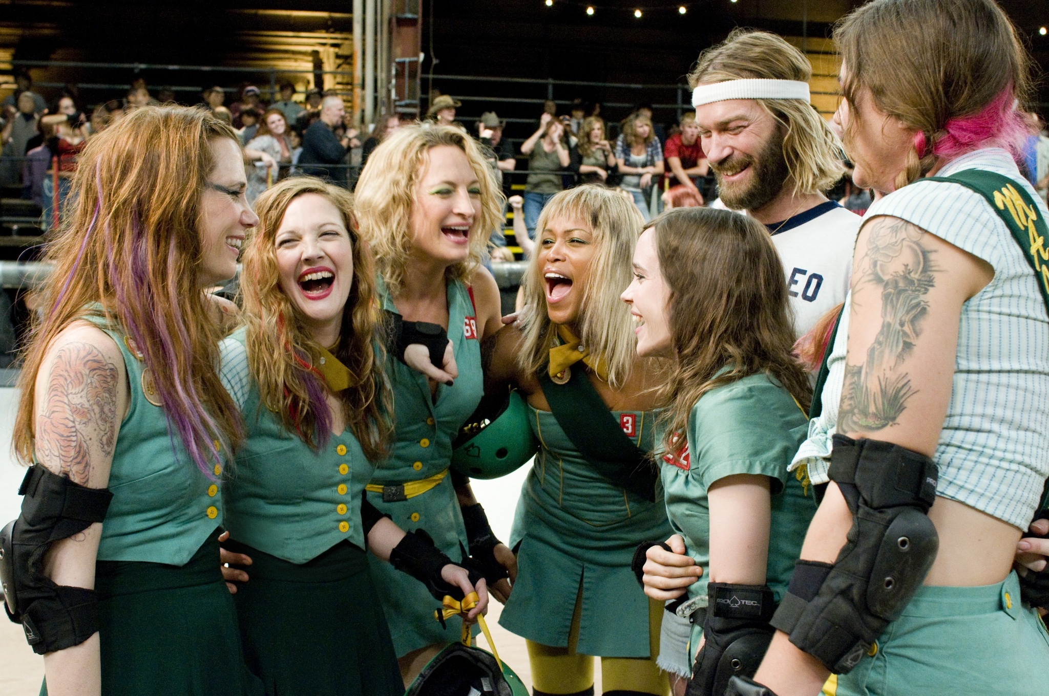 Drew Barrymore, Elliot Page, Andrew Wilson, Zoë Bell, Eve, and Kristen Wiig in Whip It (2009)