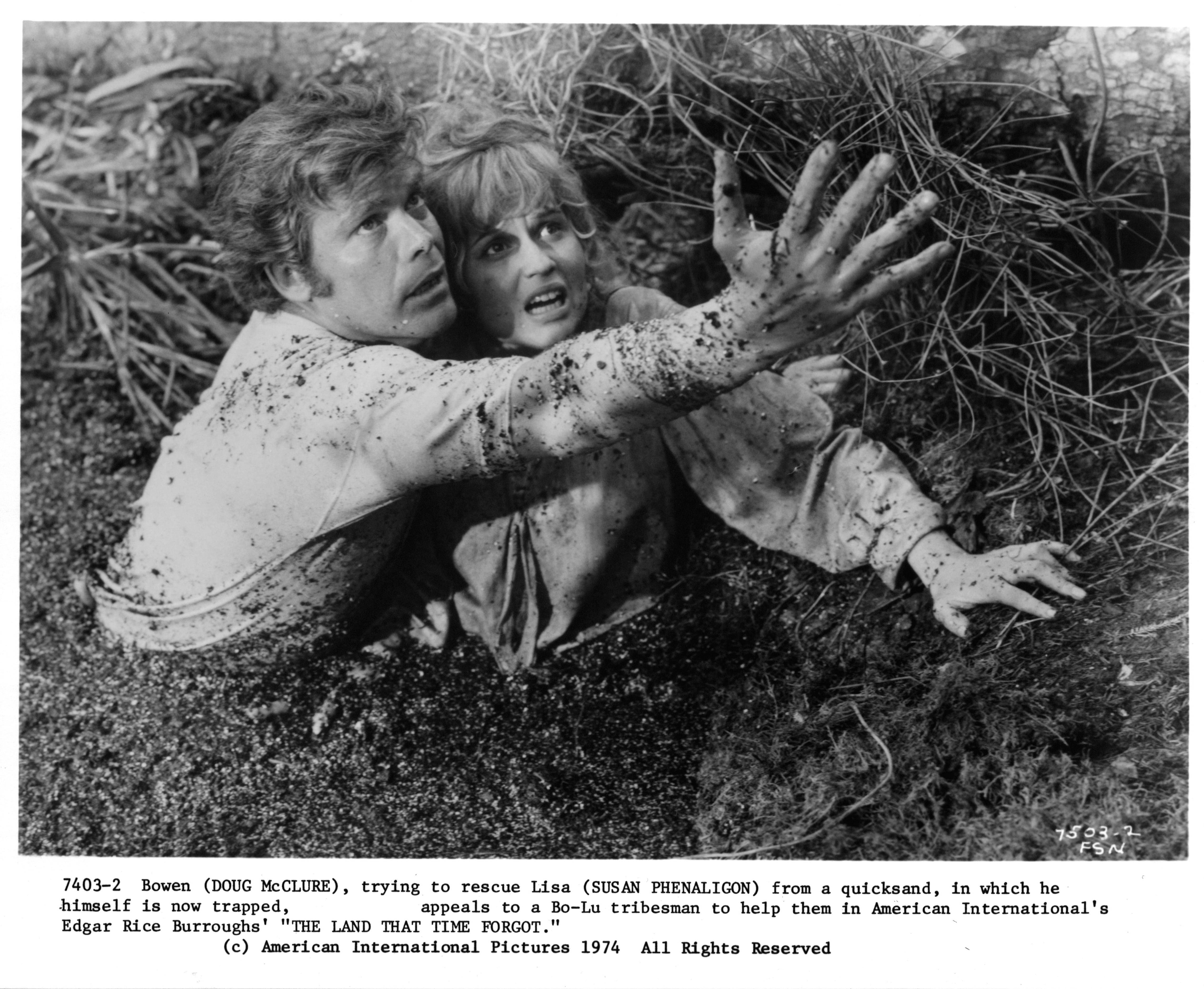 Doug McClure and Susan Penhaligon in The Land That Time Forgot (1974)