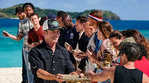 Jeff Probst, Danni Boatwright, Yul Kwon, Tyson Apostol, Denise Stapley, Tony Vlachos, Jeremy Collins, Adam Klein, Ben Driebergen, and Wendell Holland in Survivor (2000)