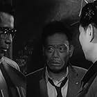 Toshirô Mifune, Takeshi Katô, and Takashi Shimura in The Bad Sleep Well (1960)