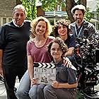 Ivan Reitman, Jason Reitman, Carrie Coon, Mckenna Grace, and Finn Wolfhard in Ghostbusters: Afterlife (2021)