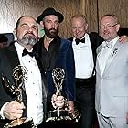 Stellan Skarsgård, Jared Harris, Craig Mazin, and Johan Renck at an event for IMDb at the Emmys (2016)