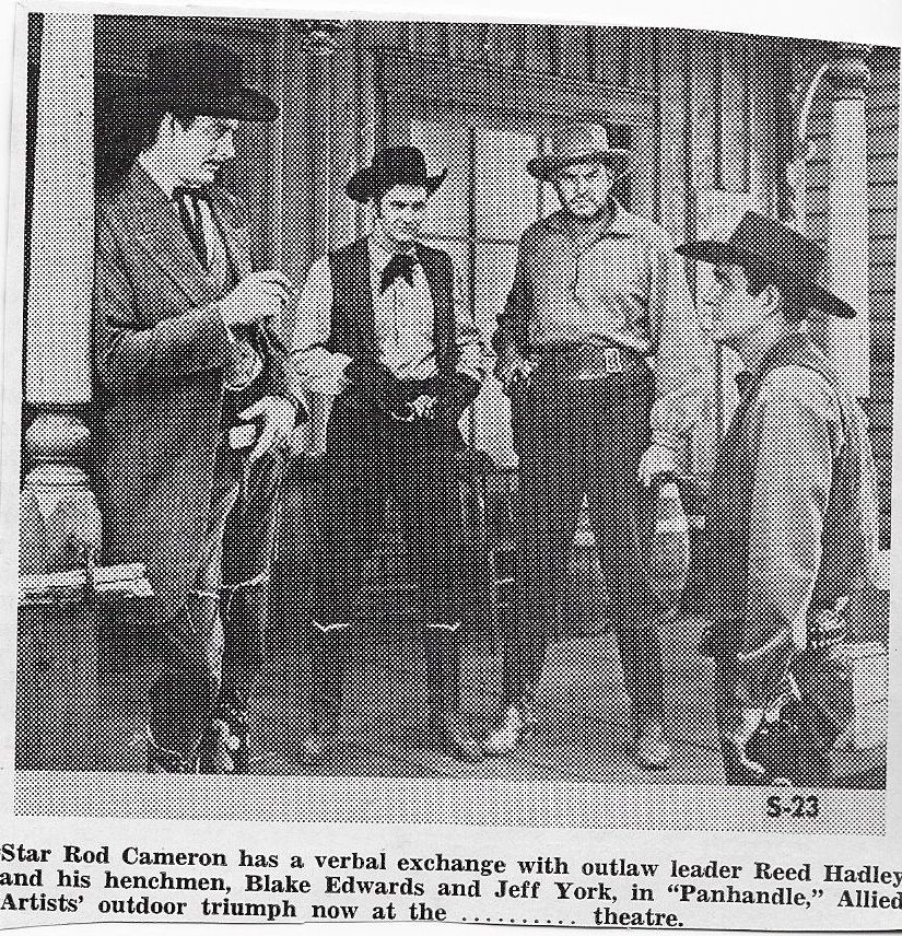 Blake Edwards, Rod Cameron, Reed Hadley, and Jeff York in Panhandle (1948)