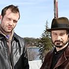 Rodney Wiseman and Gregory Myhre, between set of "Frontier Boys" (Director: John Grooters)