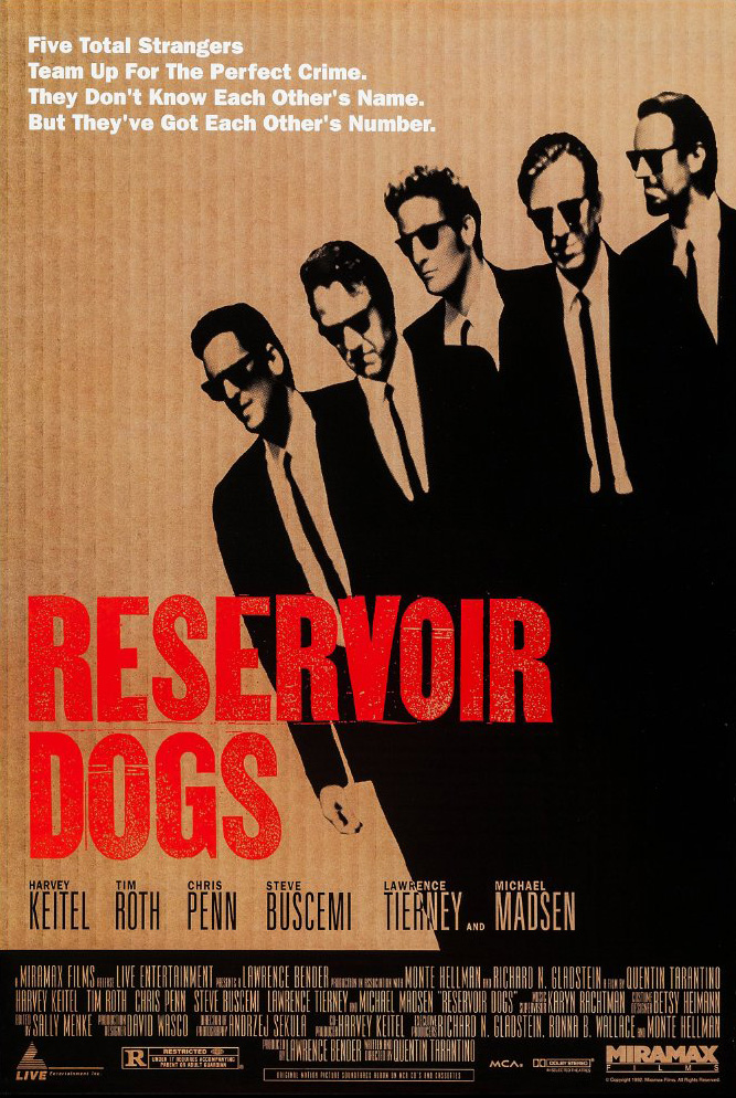 Steve Buscemi, Harvey Keitel, Michael Madsen, Tim Roth, and Chris Penn in Reservoir Dogs (1992)