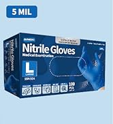 Supmedic Blue Nitrile Exam Gloves, 4.5 mil Powder-Free Latex-Free Disposable Medical Glove, 100/1...