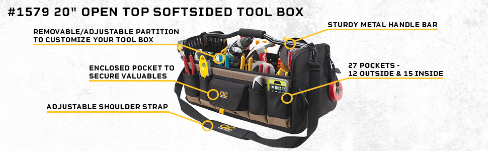 Soft tool bag storage heavy duty durable custom leathercraft clc quality construction tradesman