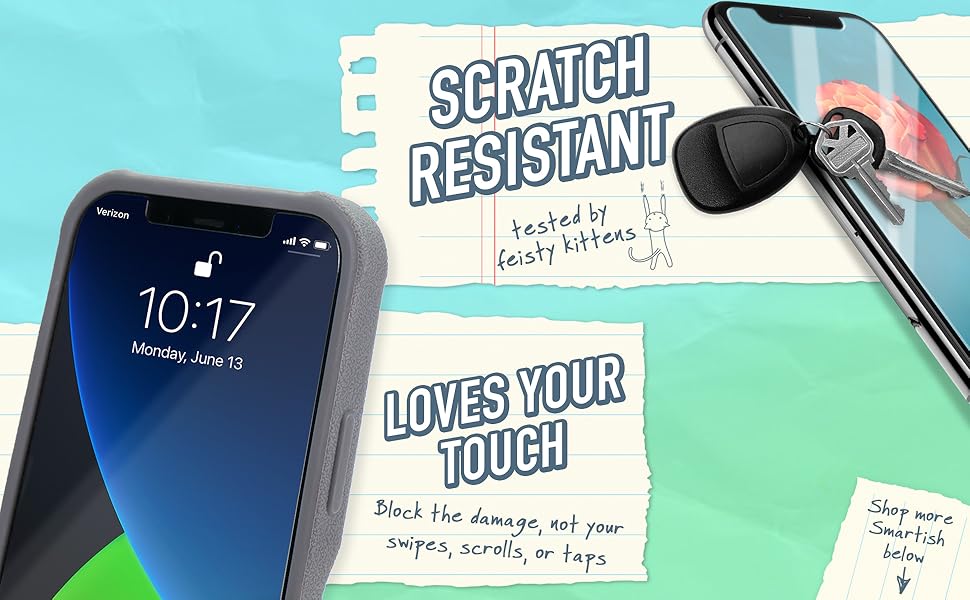 Scratch resistant and phone case compatible.