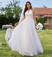Ever-Pretty Women's Spaghetti Strap Lace Tulle Floor Length A Line Wedding Dress 02025