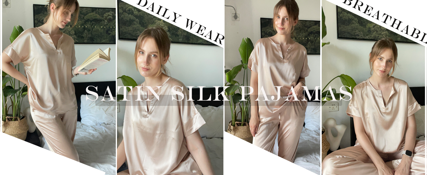 SILK PAJAMAS SET FOR WOMEN