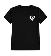 SweatyRocks Women's Heart Print T Shirts Summer Funny Short Sleeve Tops