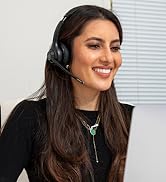 Model wearing a work series wireless on ear headset