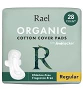 Rael Organic Cotton Cover Pads - Regular Absorbency, Unscented, Ultra Thin Pads with Wings for Wo...