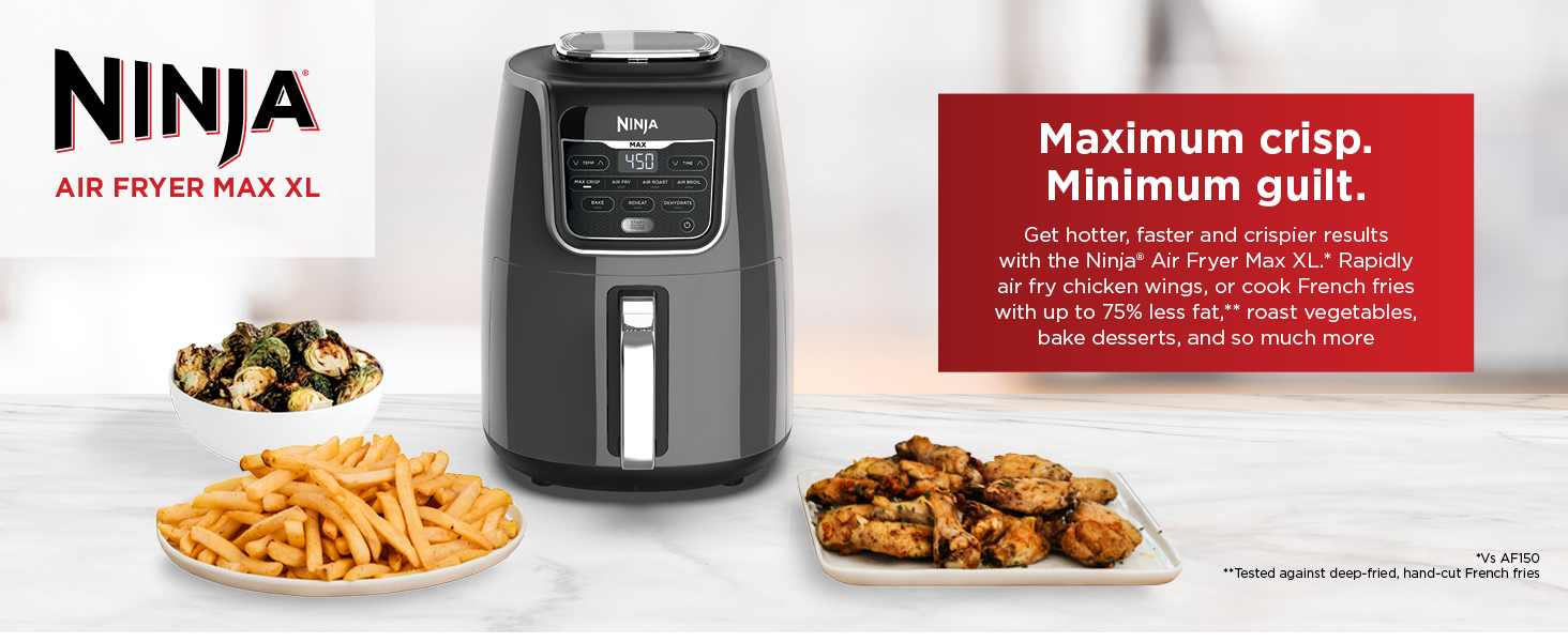 Maximum crisp. Minimum guilt. Get hotter, faster and crispier results with Ninja Air Fryer Max XL