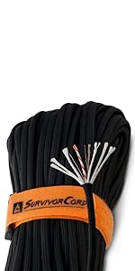 SurvivorCord, 620 lbs. tensile strength patented MIL-STYLE 550 paracord