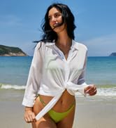 ZAFUL Women's Beach Swimsuit Cover Up Sheer Lace Embroidered Kimono Cardigan