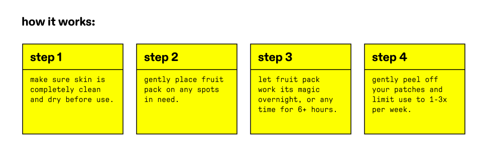 Fruit Pack XXL pimple patches how it works 