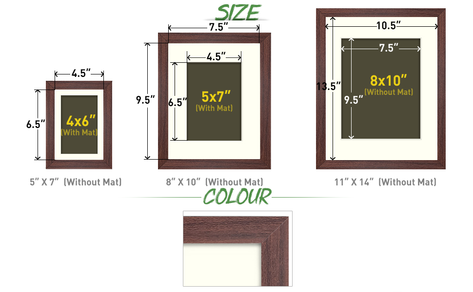 5x7  picture frame 8 x 10  frame 11 x 14 frame with Mat or without Mat