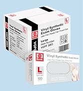 Basic Medical Clear Vinyl Exam Gloves - Latex-Free & Powder-Free - VGPF-3003 (Case of 1,000), Large