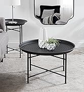 Kate and Laurel Mahdavi Modern Coffee Table, 26 x 26 x 16, Black, Unique Coffee Table with Sophis...