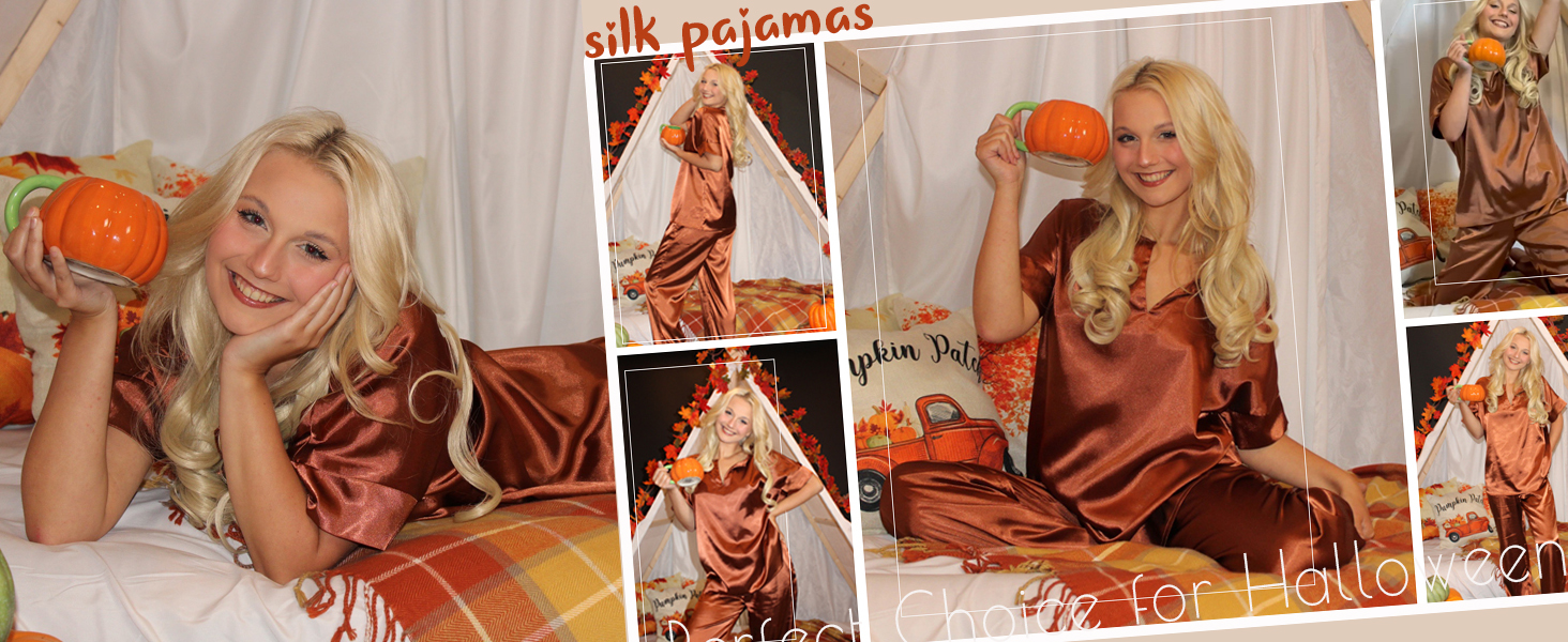 SATIN PAJAMAS SET FOR HALLOWEEN