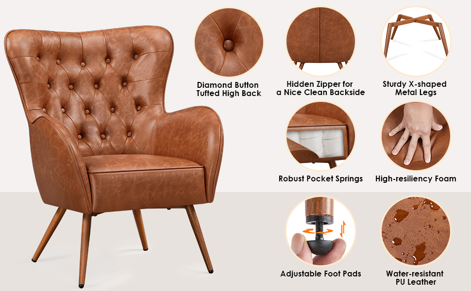 leather high back accent chair 