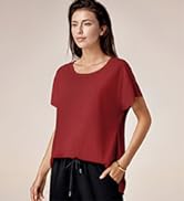 Amoretu Women Short Sleeve Shirts Crew Neck T-Shirts Loose Fit Basic Tees