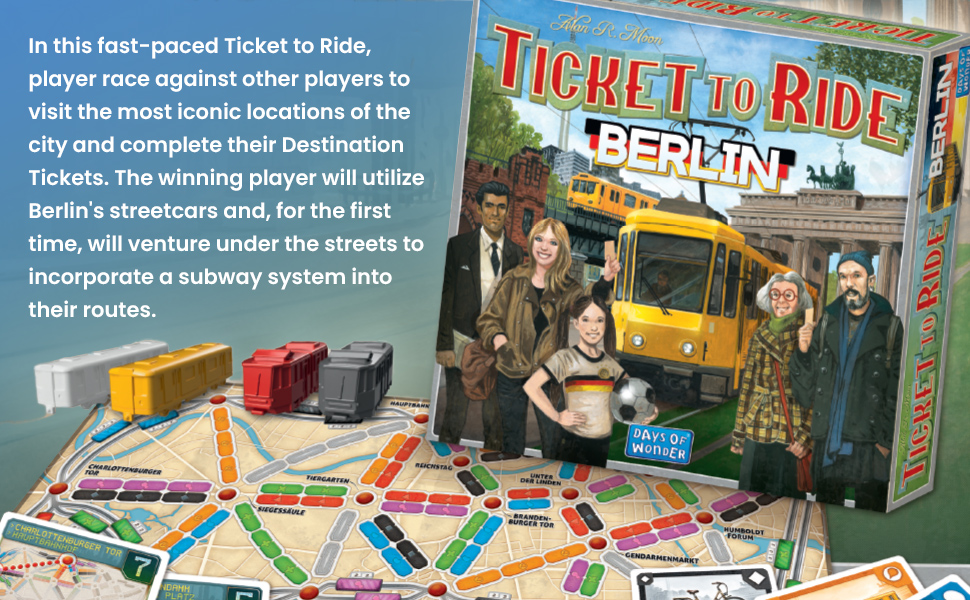 ticket to ride berlin board game for kids and adults train stategy game for family game night