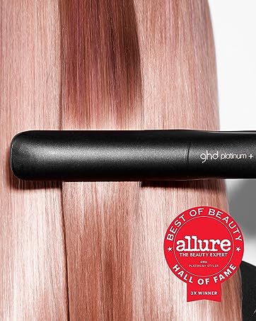 ghd platinum+ black styler straightening hair with allure best of beauty badge