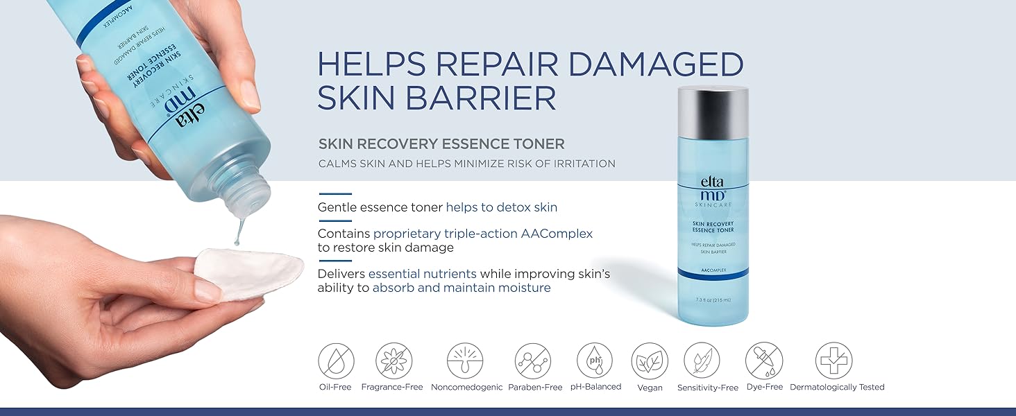 EltaMD Skin Recovery Toner Hydrates,Calms,Restores Skin, for Sensitive, Acne-Prone Skin,