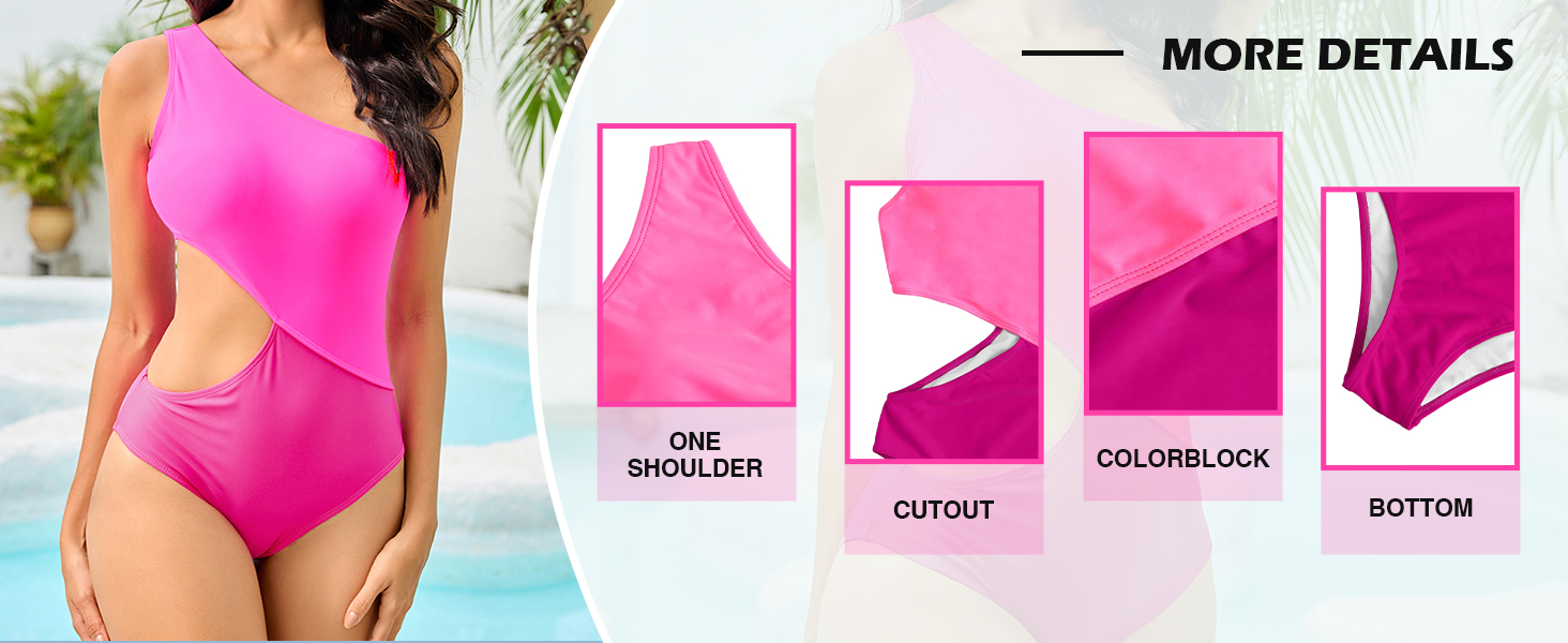 one shoulder cutout one piece swimsuit