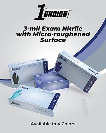 1st Choice Nitrile Exam Gloves Available in 4 Colors