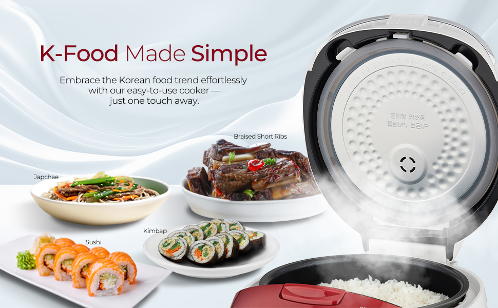 embrace the korean food trend effortlessly with our easy to use rice cooker just one touch away