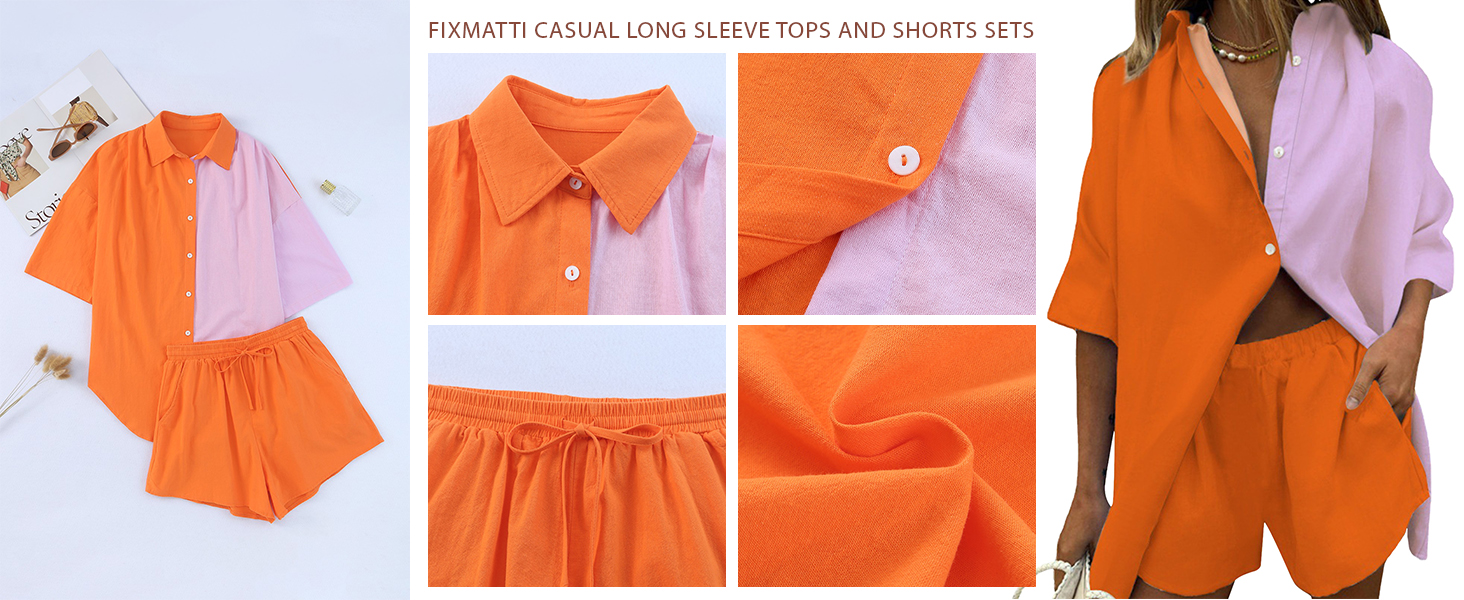 Summer Shorts Set Two Piece Outfits Button Down Shirt Short Pant Sweatsuit