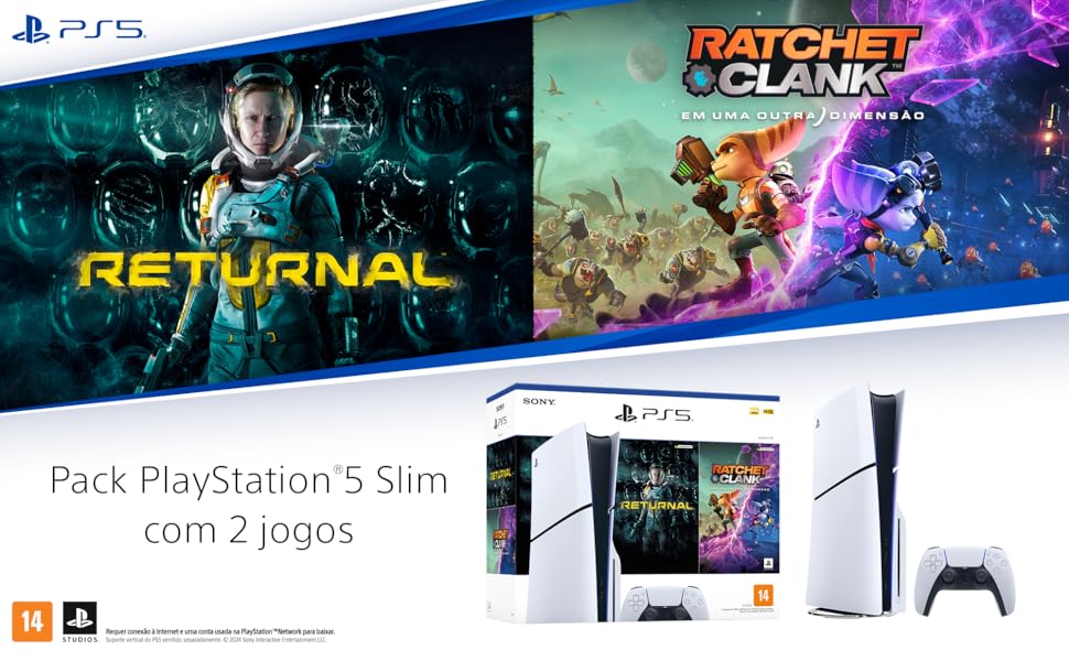 pack ps5 slim com 2 jogos