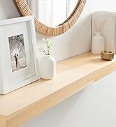 Kate and Laurel Havlock Modern Natural Floating, Mid-Century Bathroom and Kitchen Shelves for Sto...