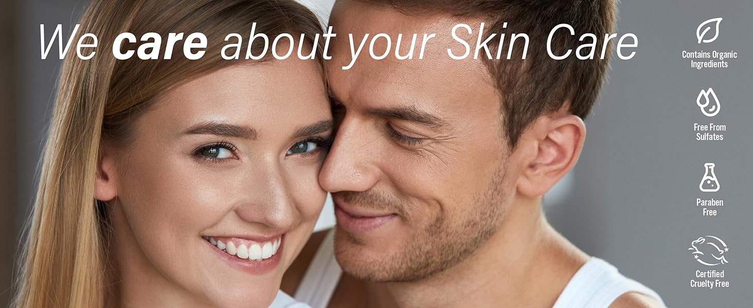 We care about you Skin Care paraben free sulfate free clean skincare made with organic ingredients