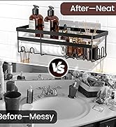 WOWBOX Adhesive Shower Caddy Shelf, 2 Pack - Hanging Bathroom Organizer, No Drilling Stainless Bl...