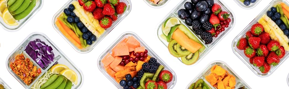 Glass meal prep containers