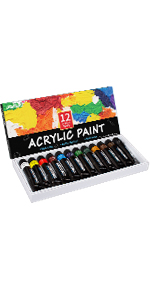 12 colours acrylic paint set