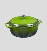 Amazon Basics Enameled Cast Iron Covered Dutch Oven, 6-Quart, Green