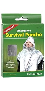 survival, poncho, blanket, aluminized, thermal, heat, retention, hypothermia, windproof, waterproof