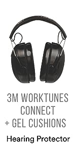 3M WorkTunes Connect + Gel Cushions Hearing Protector
