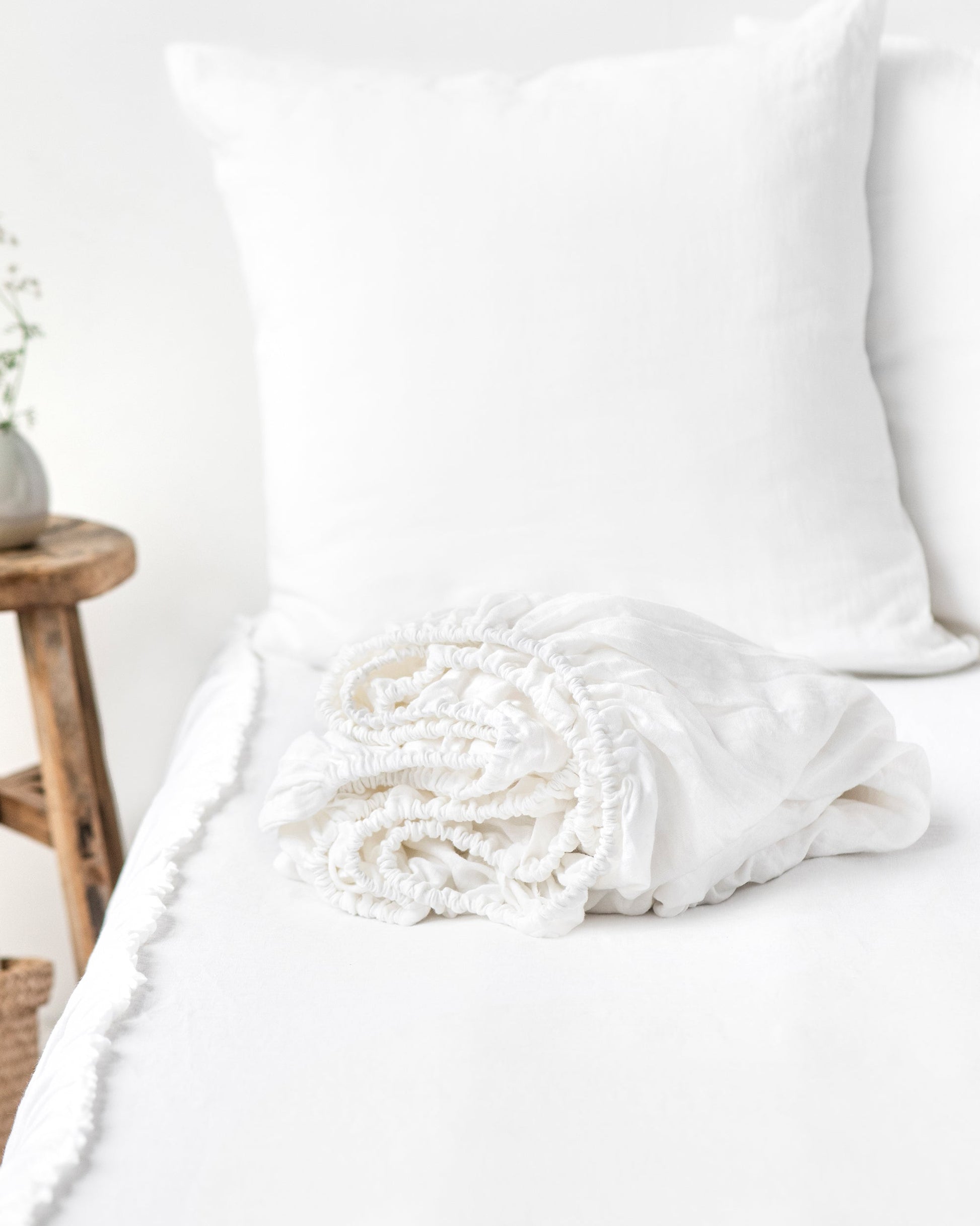 White linen fitted sheet - MagicLinen