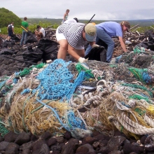 Marine debris cleanup near South Point on the Island of Hawaii