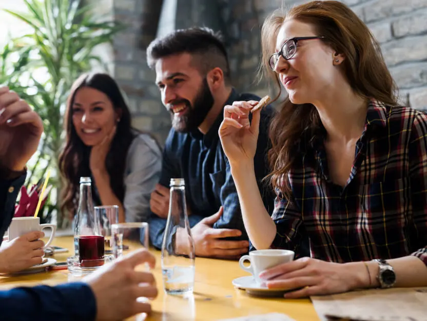 Group spending their good time in Restaurant