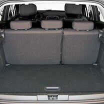 Interior of an open SUV trunk. 