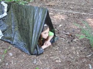 Tube tent from two 55 Gallon Drum Liners taped together.