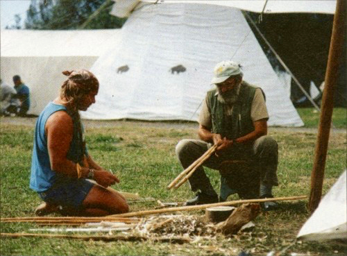 Mors Kochanski and a young Cody Lundin at the Rabbitstick Primitive Living Skills Conference in the late 1980's.