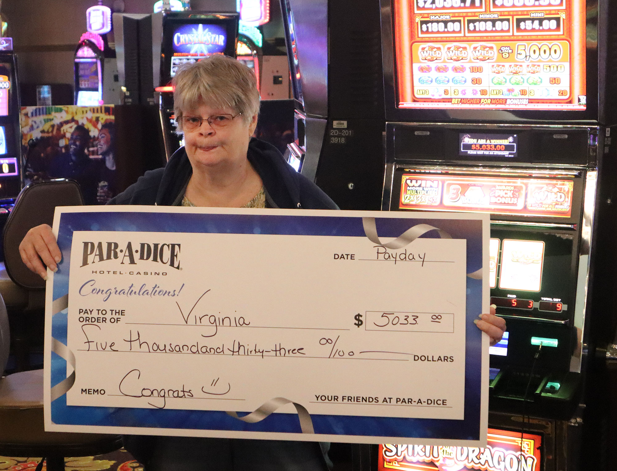 Virginia F. Winner at Par-A-Dice Hotel Casino